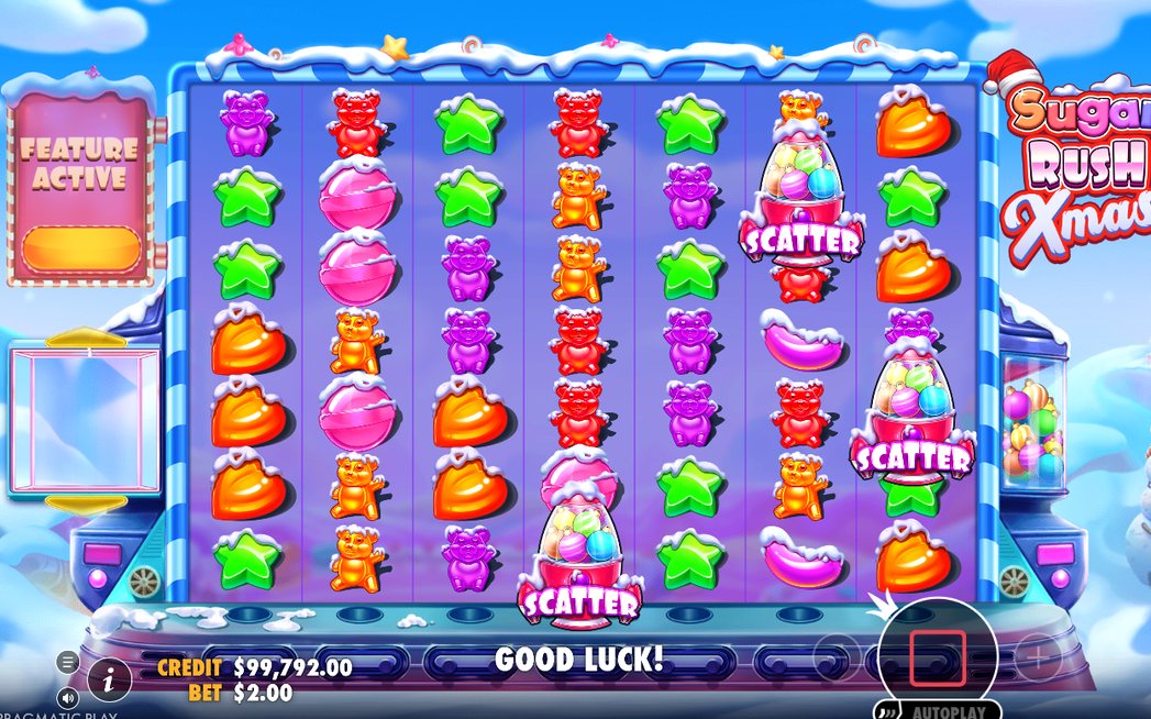Bonus screen showing Multiplier Spots during a tumble sequence